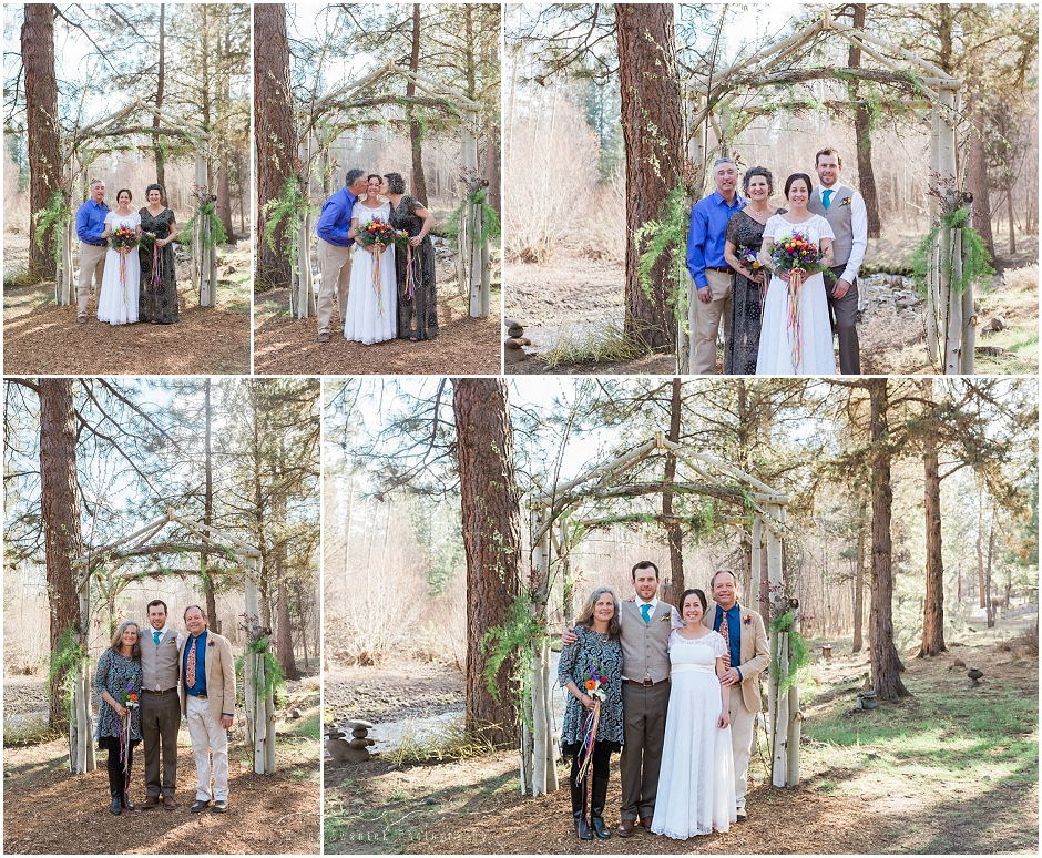 Family formals from a rustic backyard wedding in Oregon. 