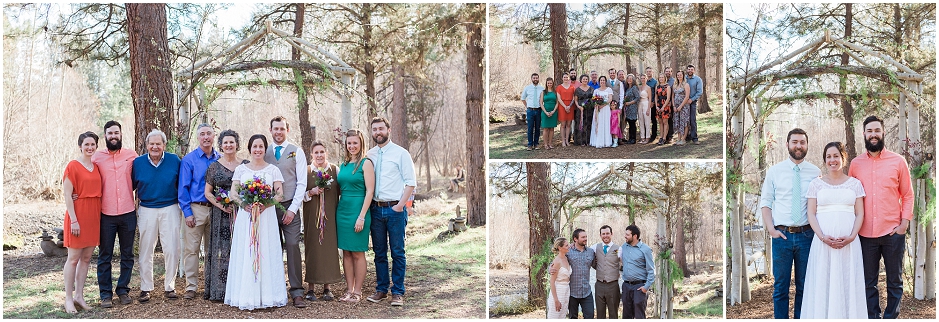 Siblings and extended family formals at this outdoor wedding in Central Oregon. 