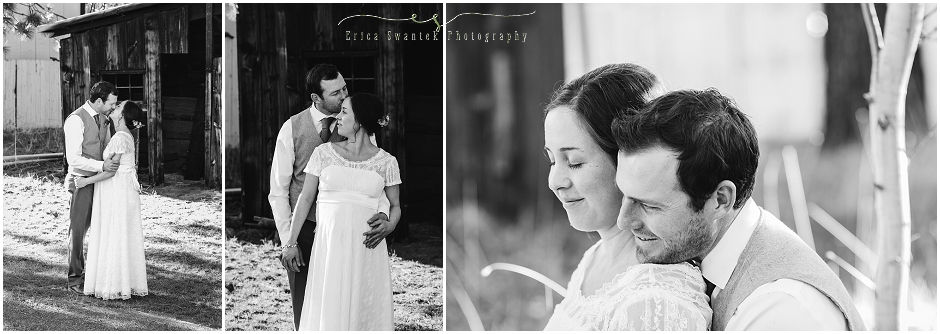 Couples portraits in moody black and white from an outdoor wedding near a ranch in Sisters, OR. 