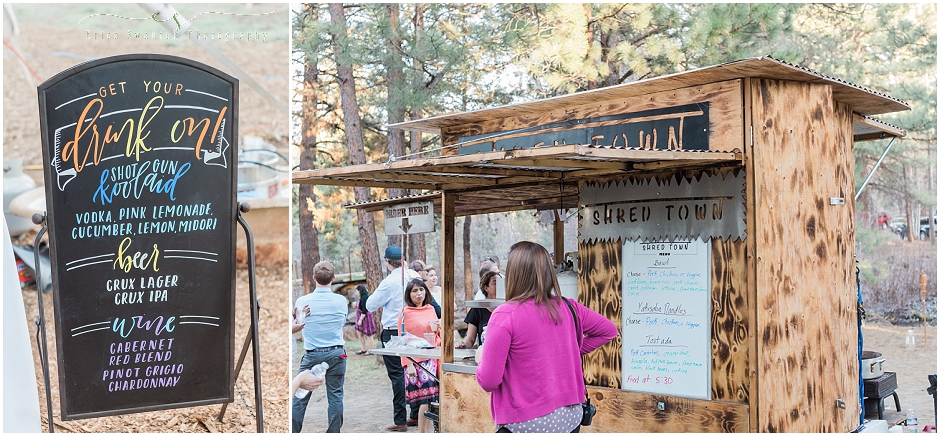 A food cart provided the meals for this rustic ranch wedding in Central Oregon.