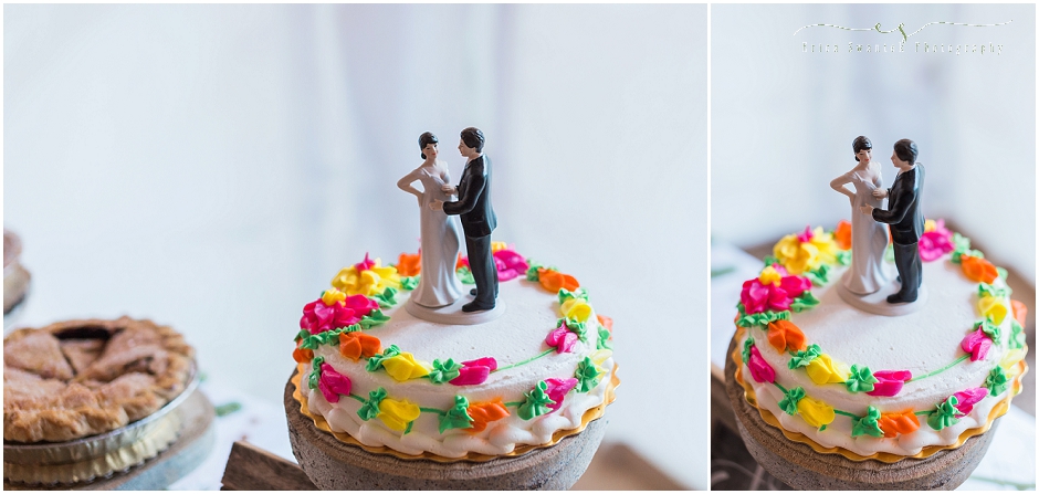 A knocked up bride wedding cake topper on a whip cream cake for this fun offbeat Oregon bride and groom! 