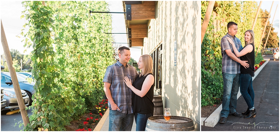 A couple's engagement session at Crux Brewery in Bend, Oregon. | Erica Swantek Photography