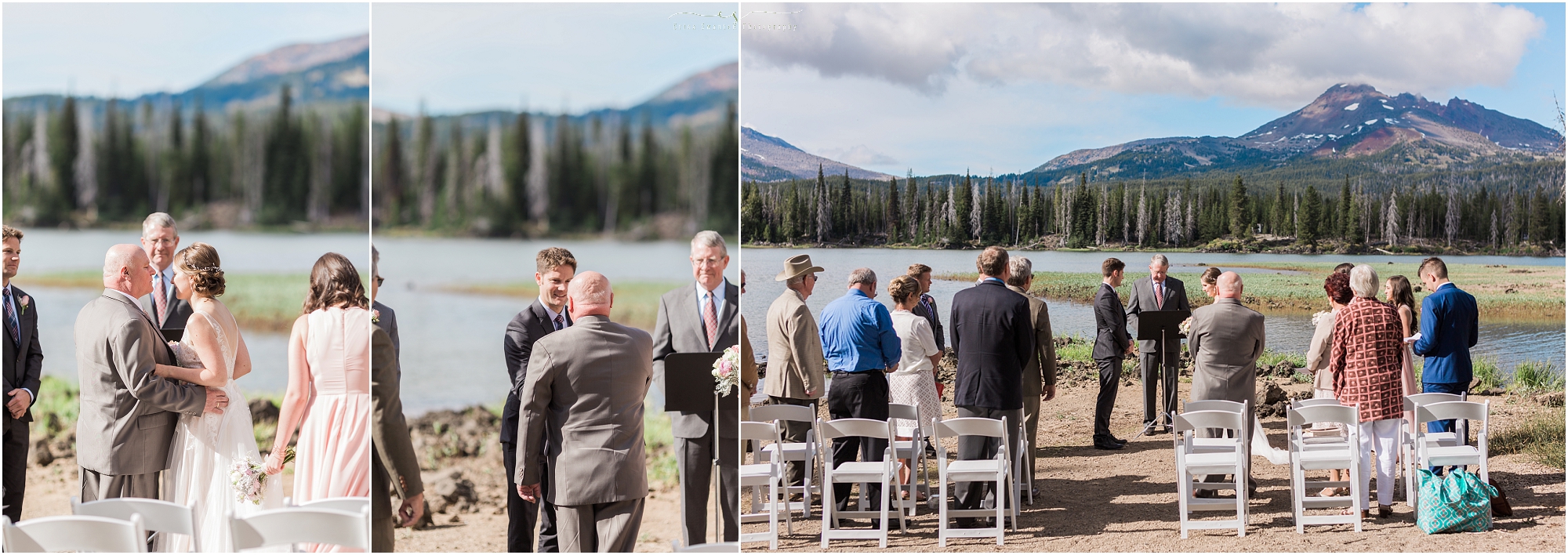 A stunning Oregon elopement on the banks of Sparks Lake in the high Cascade Mountains near Bend, OR. 