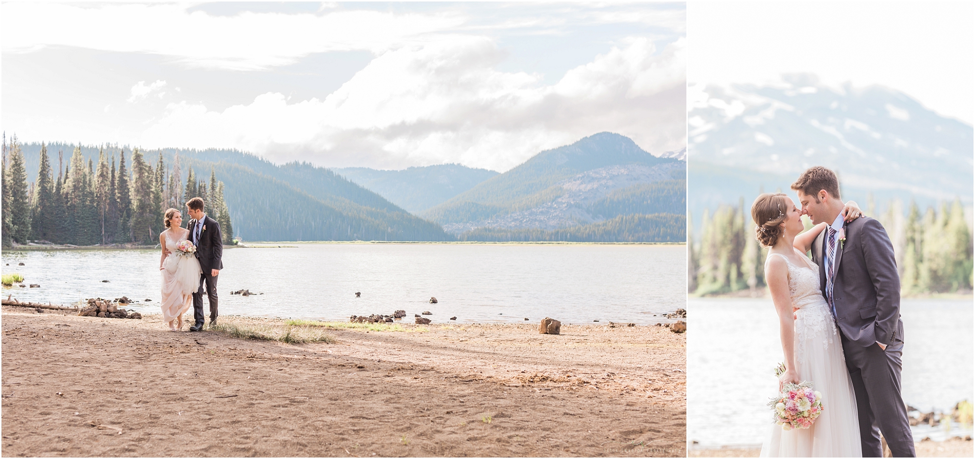 Gorgeous bride and groom at an intimate mountain elopement by Bend wedding photographer Erica Swantek Photography
