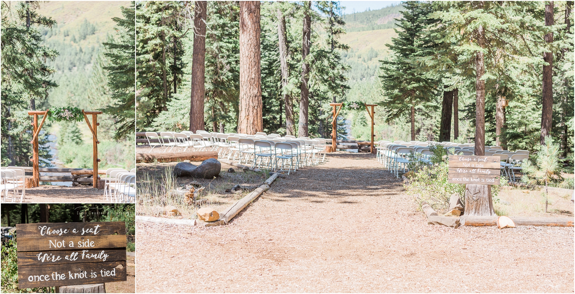 The ceremony site at Skyliner's Lodge, situated among Central Oregon's famous tall pines. 