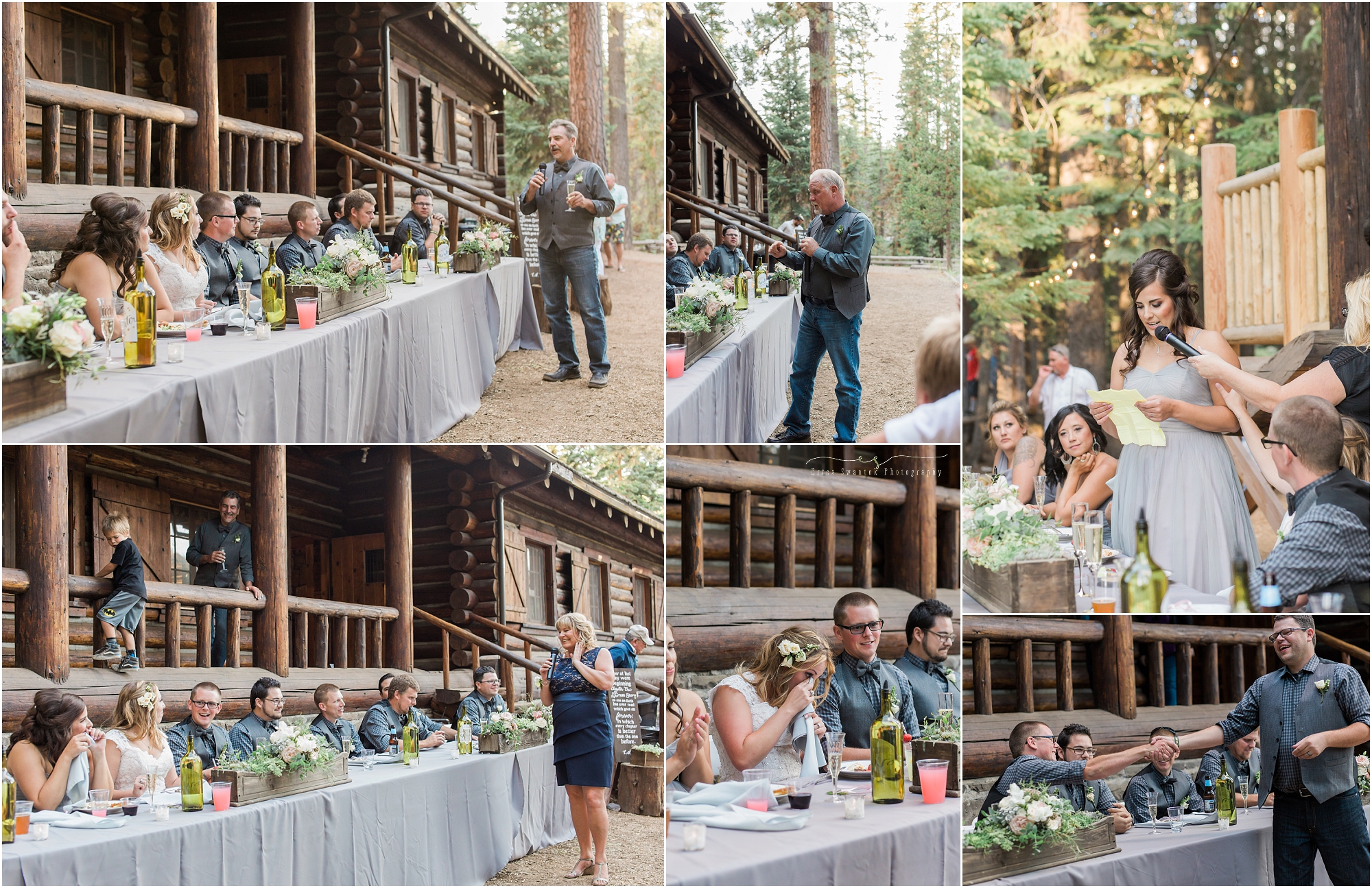 An outdoor wedding reception at this gorgeous rustic Oregon lodge wedding in Bend, OR. 