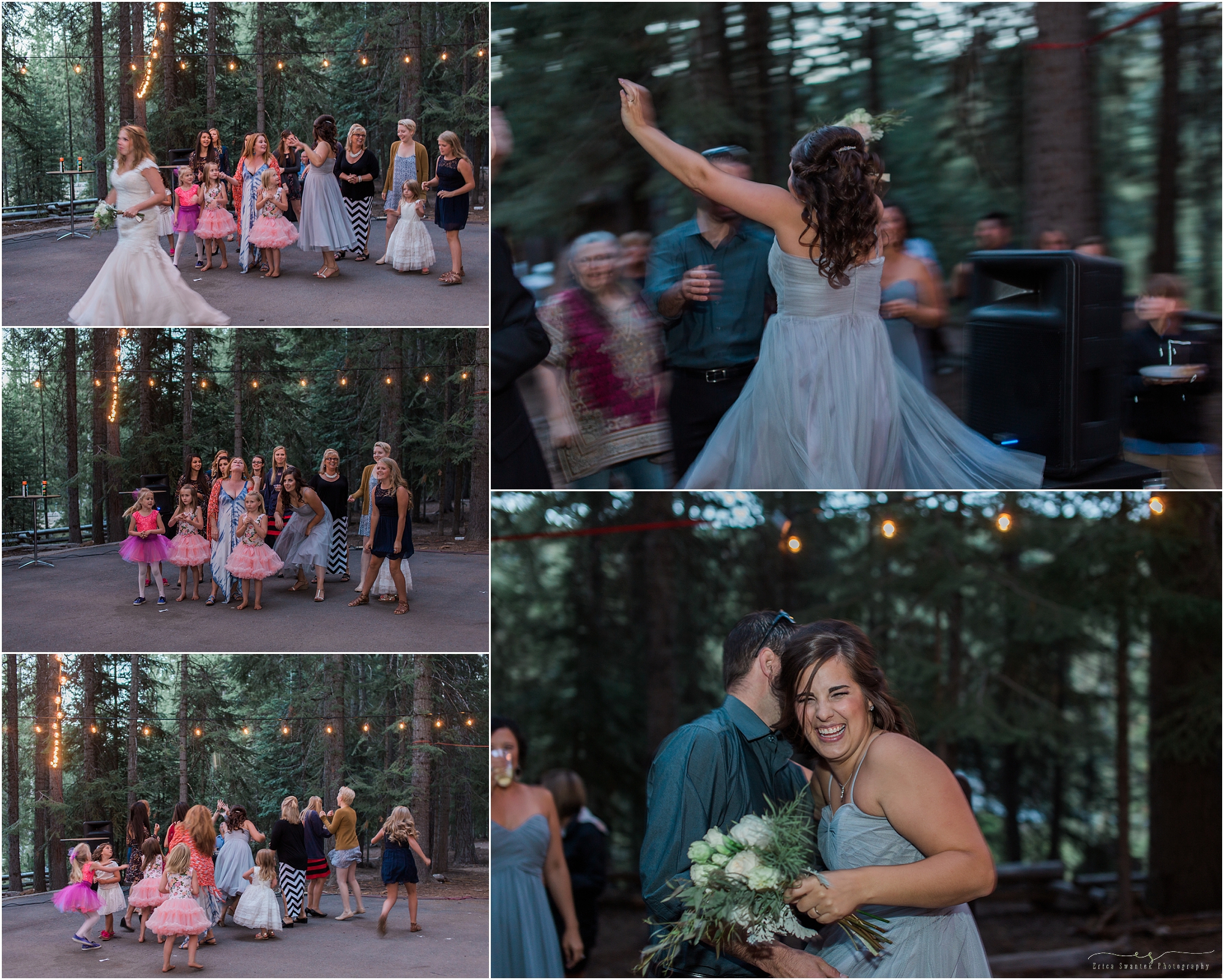 A maid of honor catches the bouquet at the Central Oregon wedding venue near Bend. 