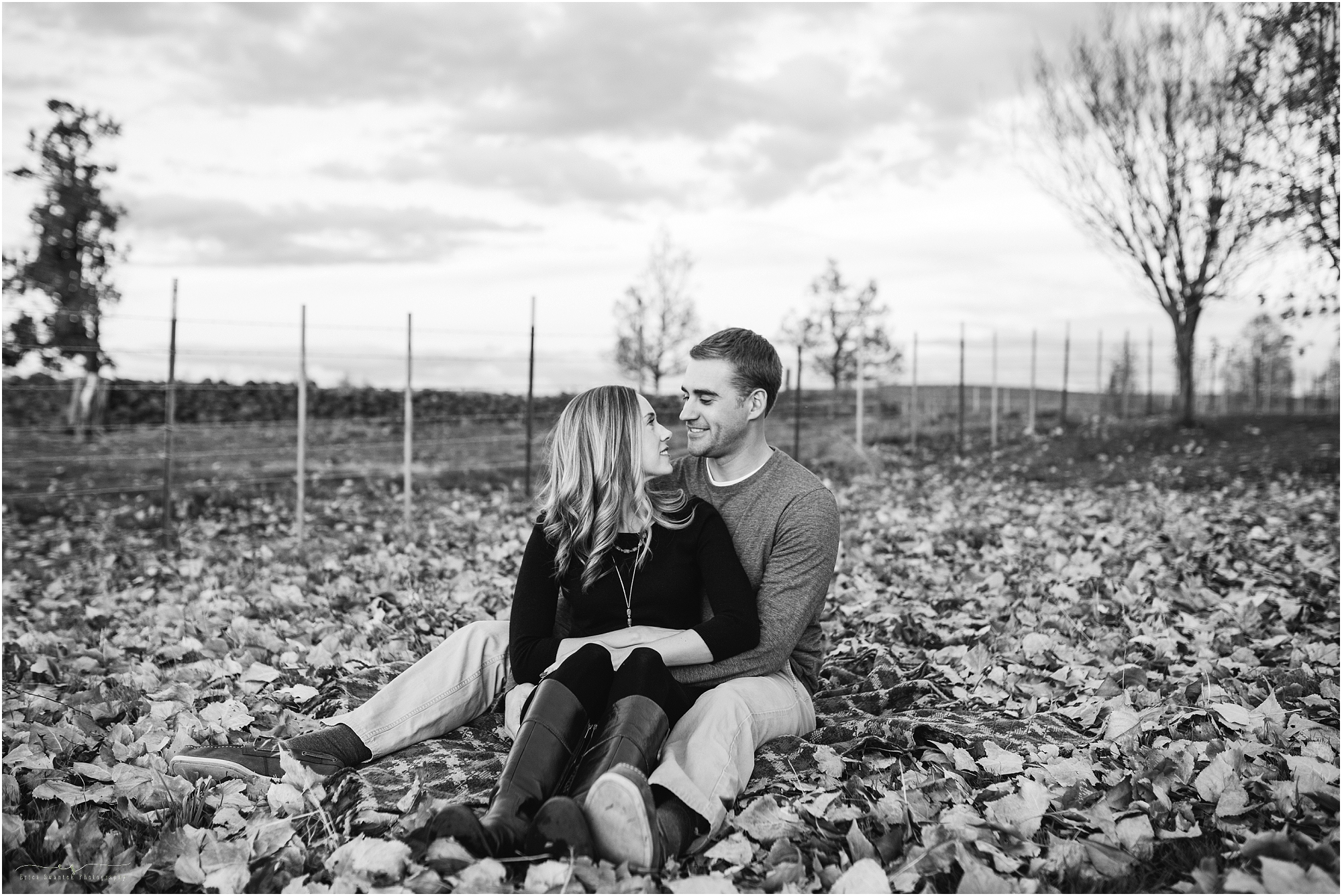 A gorgeous classic black and white photograph at this Powell Butte ranch lifestyle engagement session outside of Bend, Oregon. 
