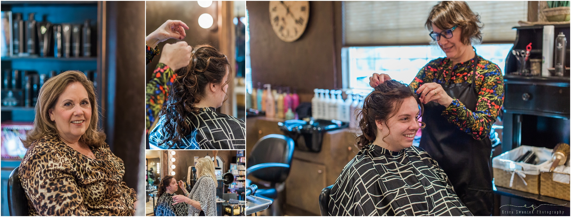 Bridal hair and makeup at Headlines Salon in Bend, OR for this winter woodland wedding. 
