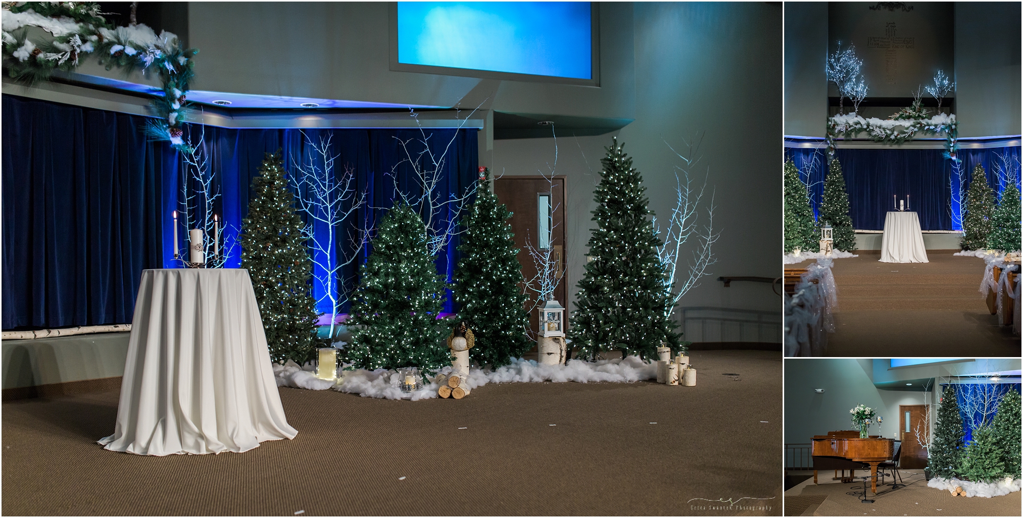 A gorgeous winter woodland wedding is created in the sanctuary of Bend's Seventh Day Adventist Church. 