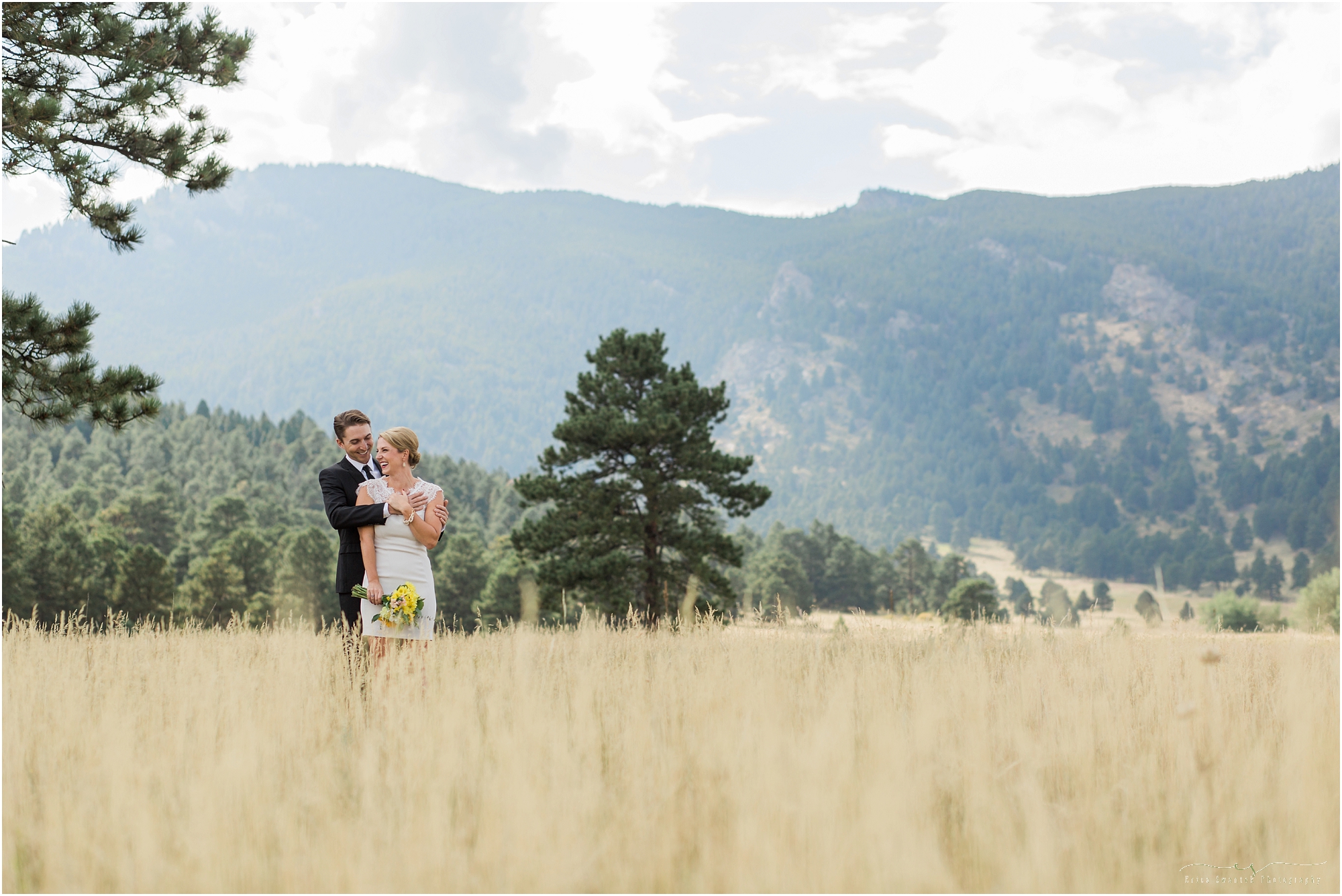 A gorgeous mountain backdrop at this Evergeen CO wedding styled shoot by photographer Erica Swantek. 