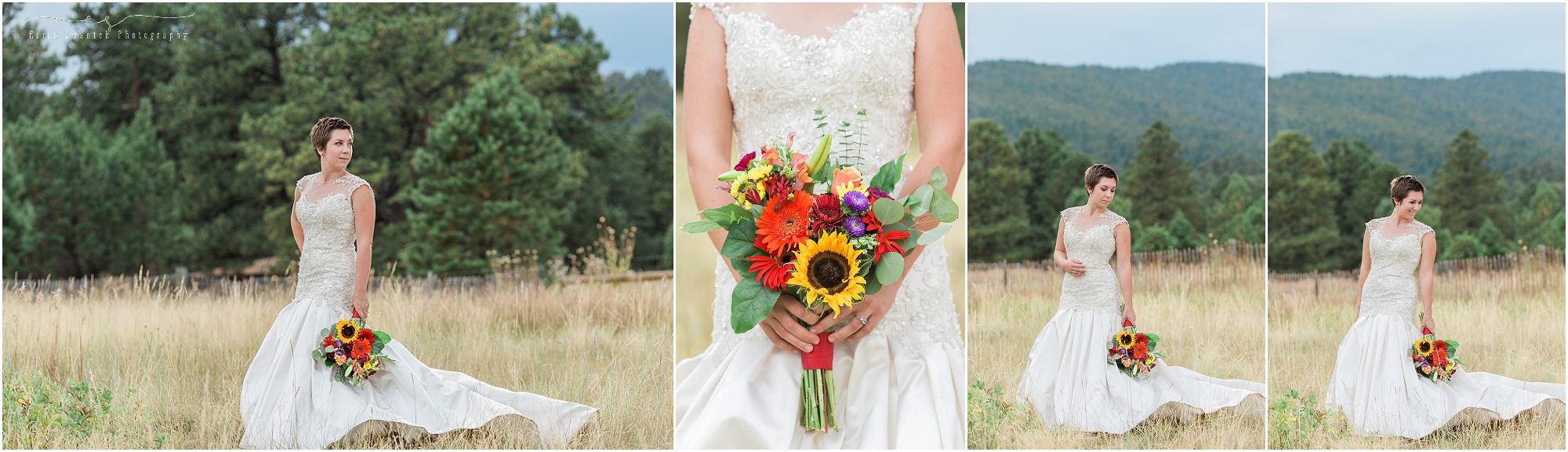 A stunning bride in her Evergreen, Colorado free-spirited wedding styled shoot.