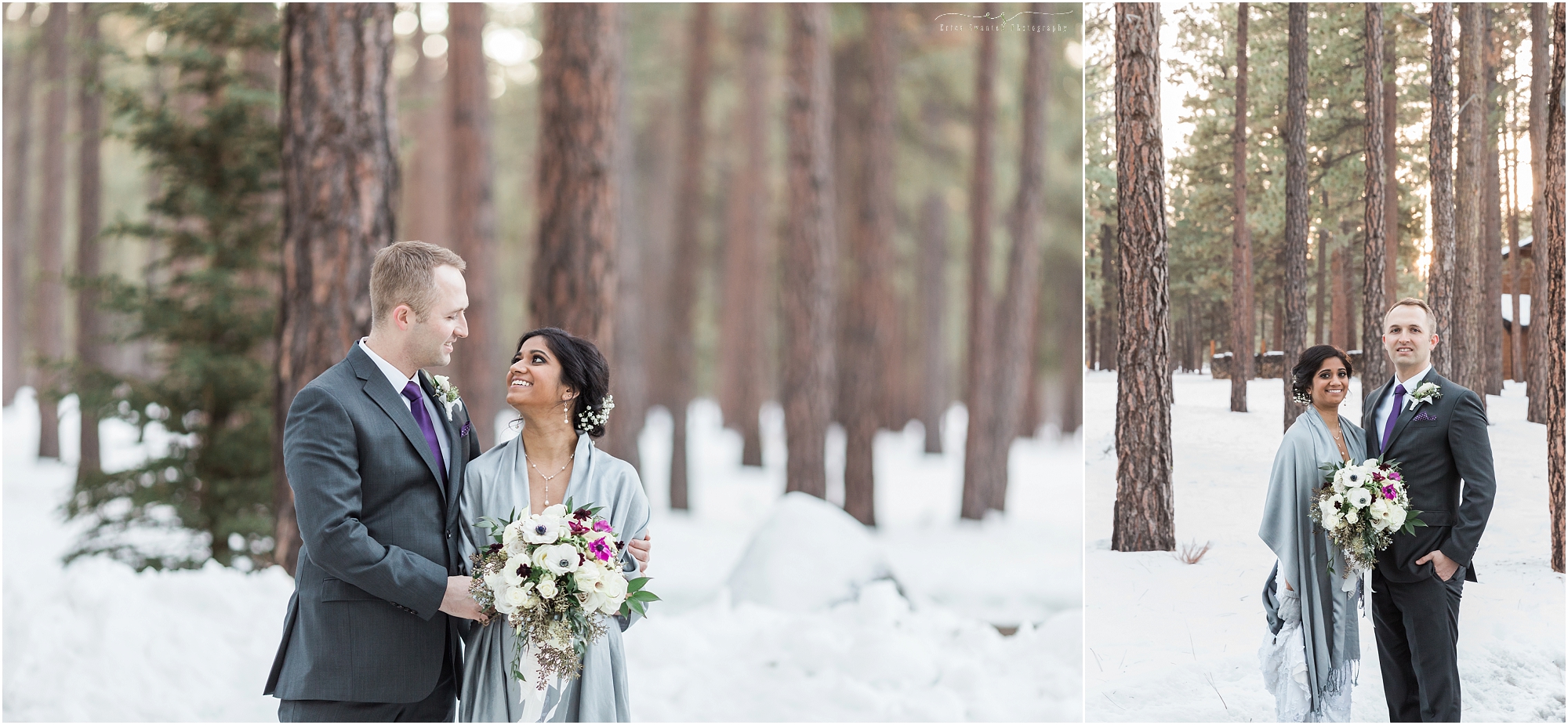 A stunning winter wedding by Bend Oregon wedding photographer Erica Swantek Photography. 