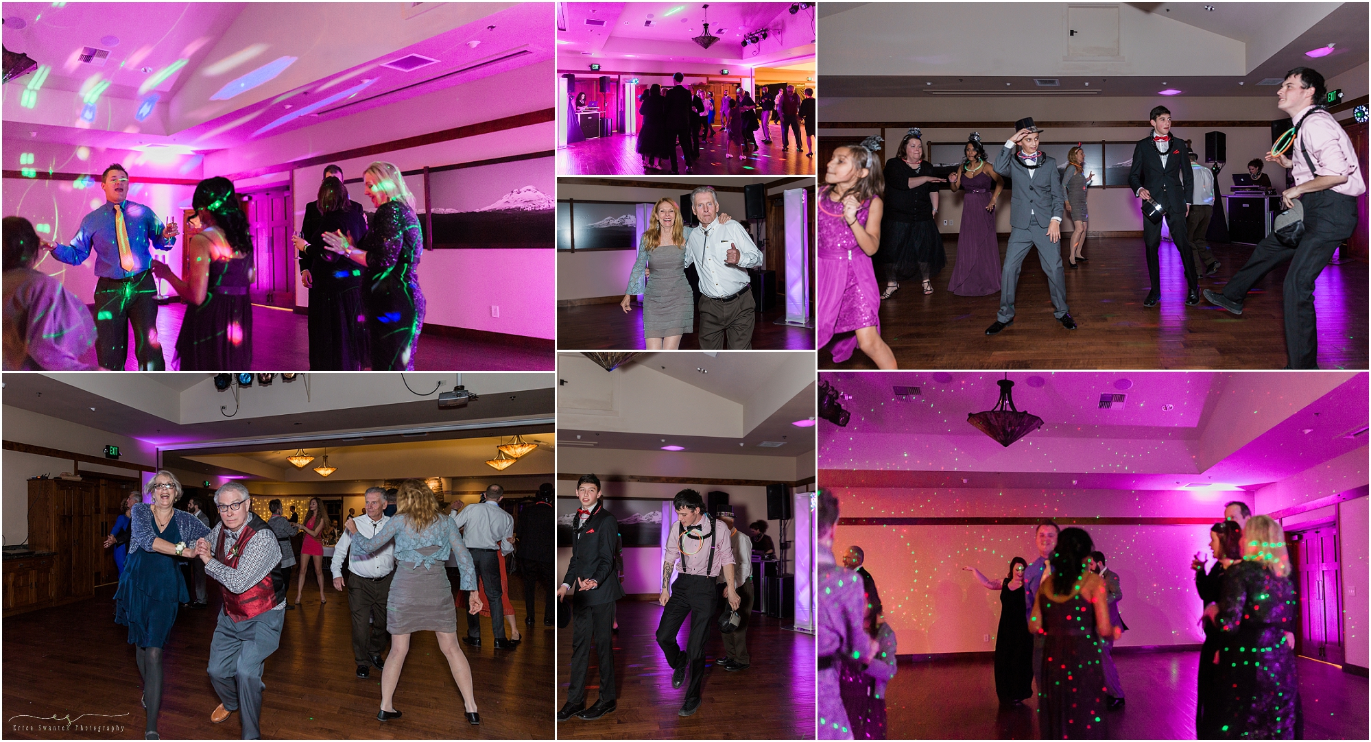 Dance floor packed with tunes spun by DJ Kurlz with Flip Flop Sounds for this Sisters Oregon Winter wedding at Five Pine Lodge, captured by Erica Swantek Photography. 