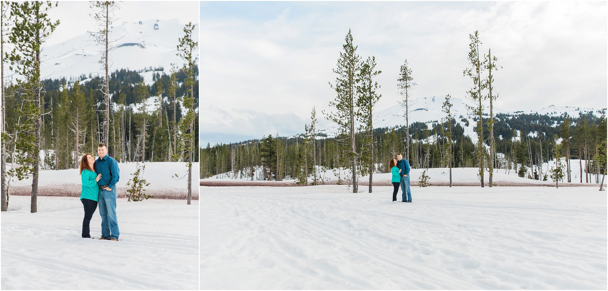 A snowy engagement session at Dutchman Flat Sno Park at this classic Bend Oregon engagement session by Erica Swantek Photography. 