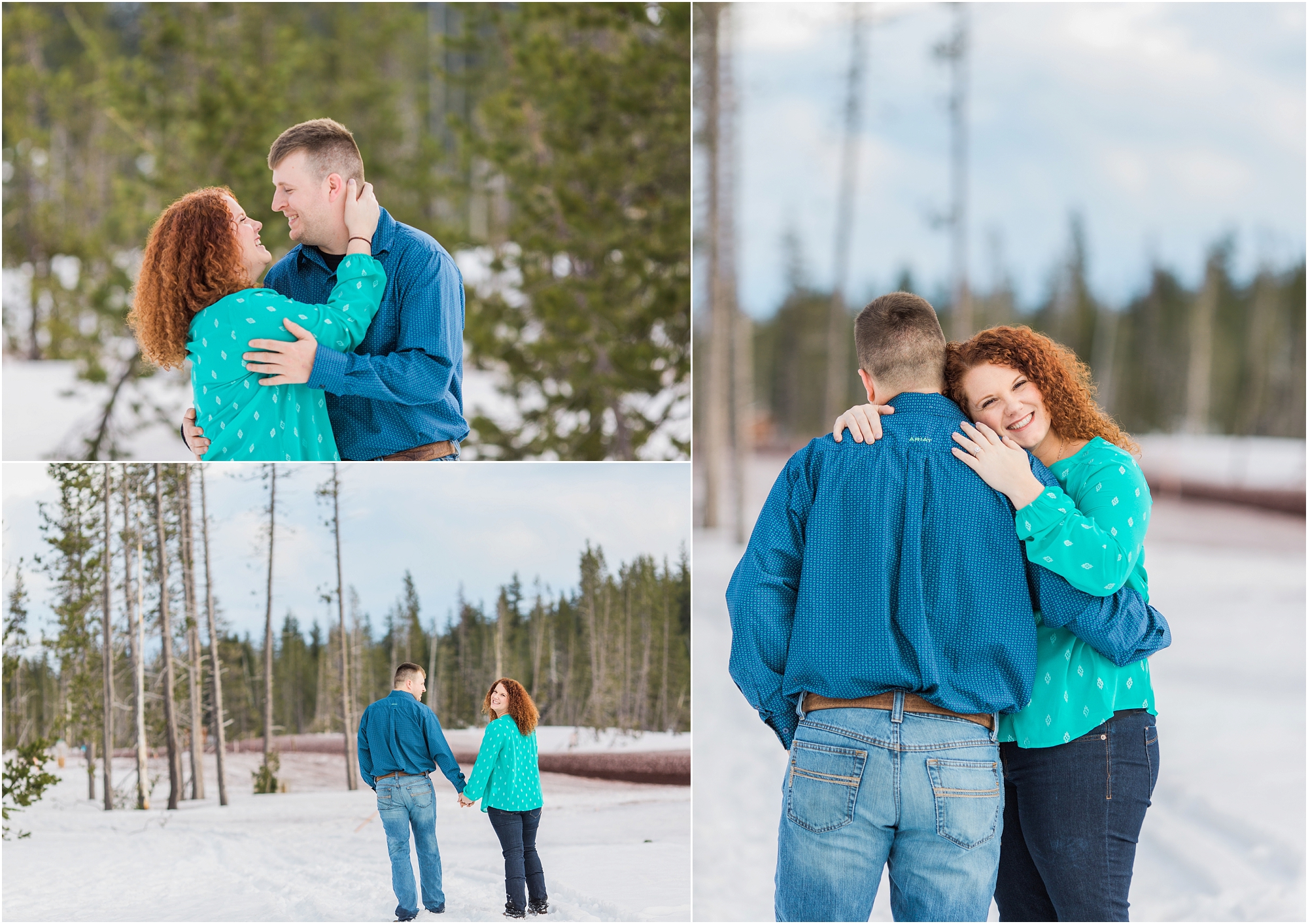An adorable couple at this classic Bend Oregon engagement session near Mt. Bachelor ski area. 