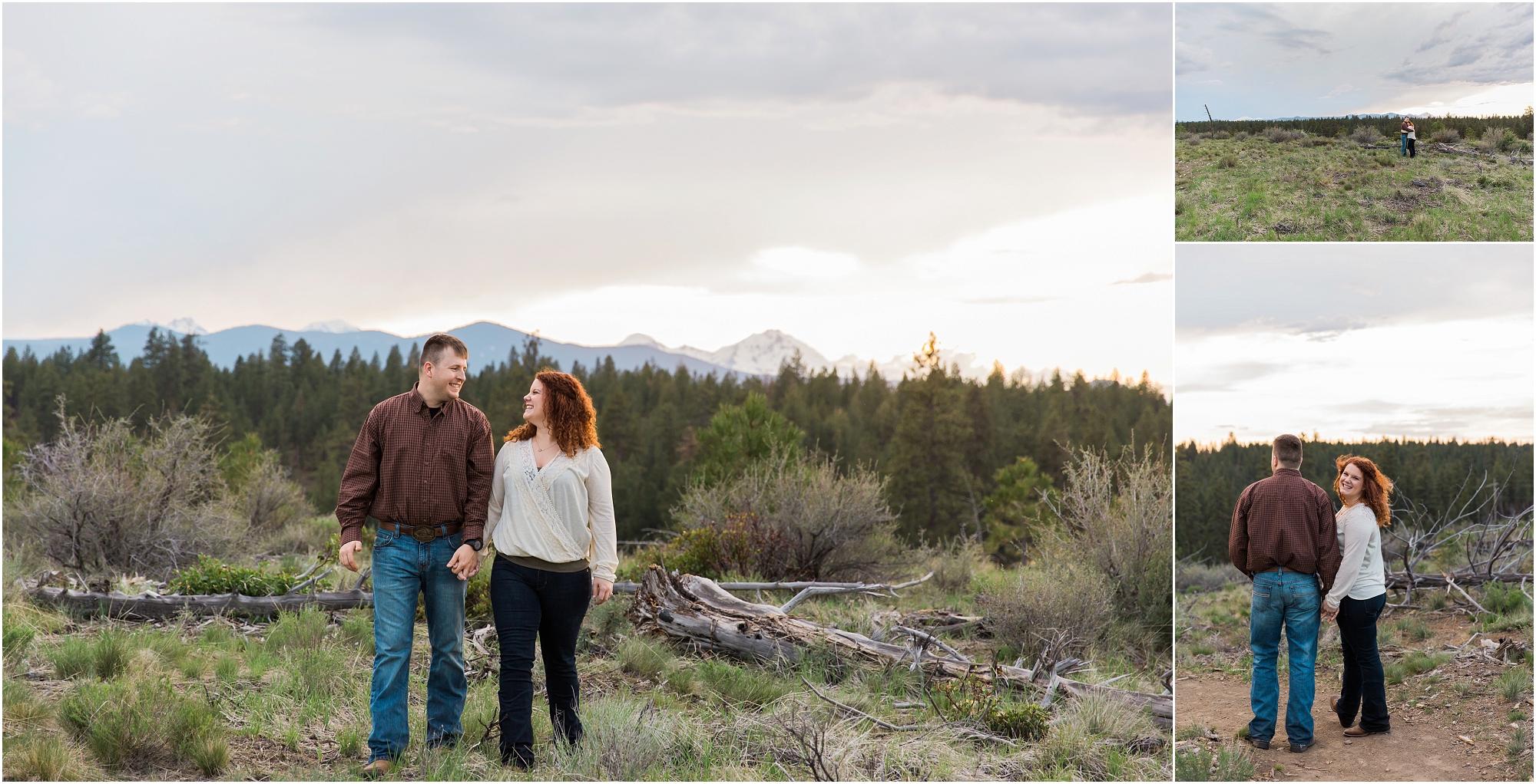 The cutest country couple in their cowboy boots for their classic Bend Oregon engagement session at Shevlin Park. 