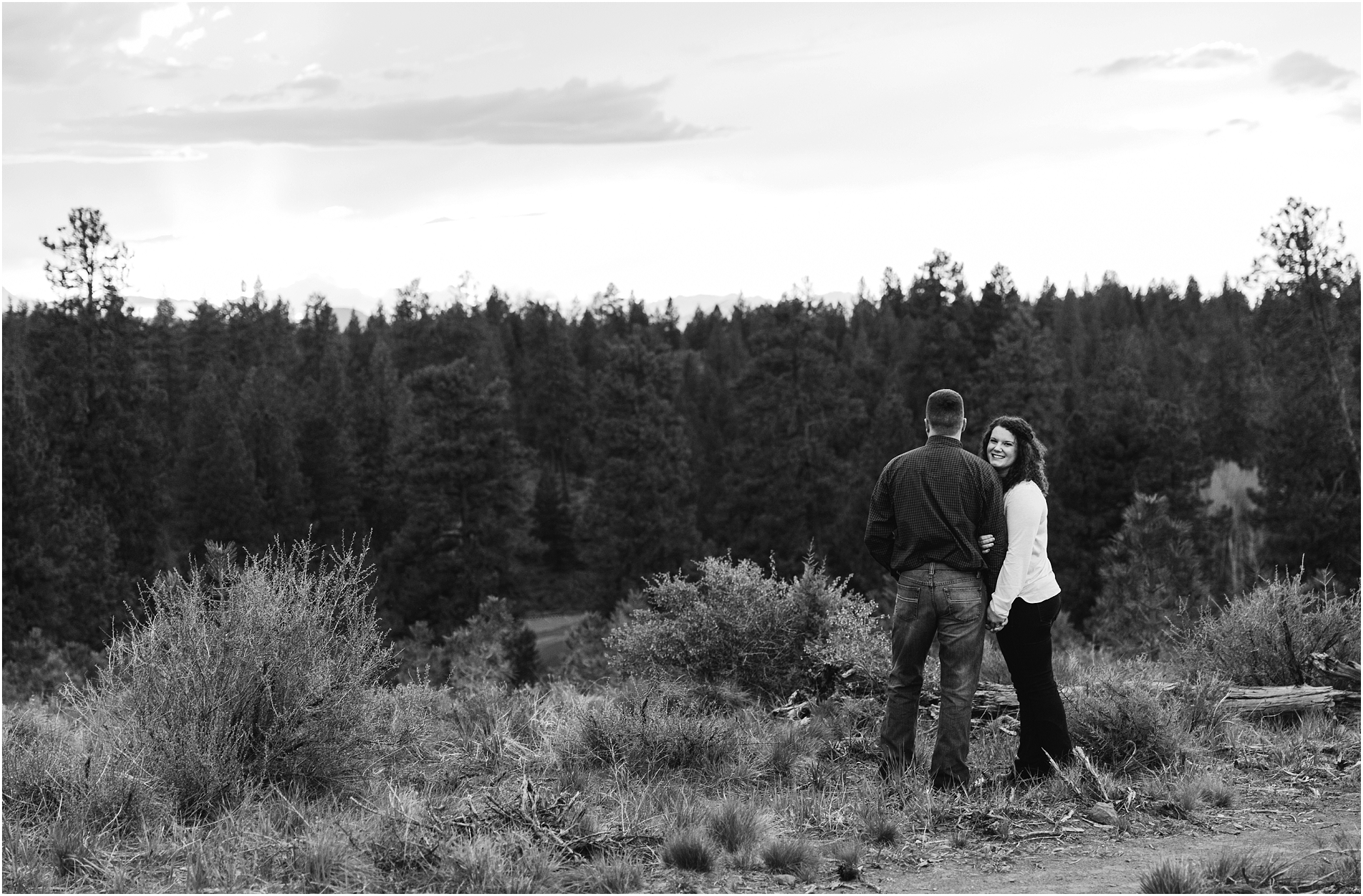 A bride's connection with the camera is apparent at this gorgeous classic Bend Oregon engagement session at Shevlin Park. 