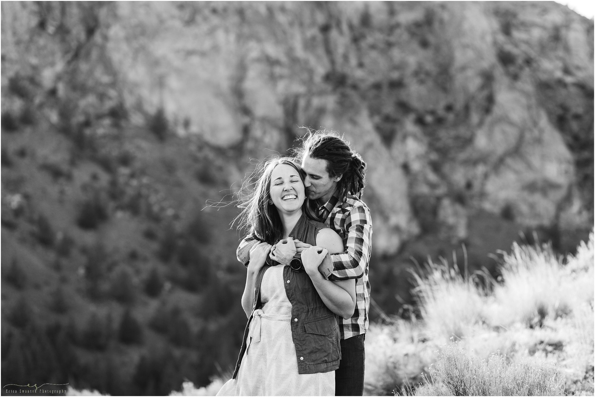 A stunning black and white from this Smith Rock engagement session near Bend, OR. | Erica Swantek Photography
