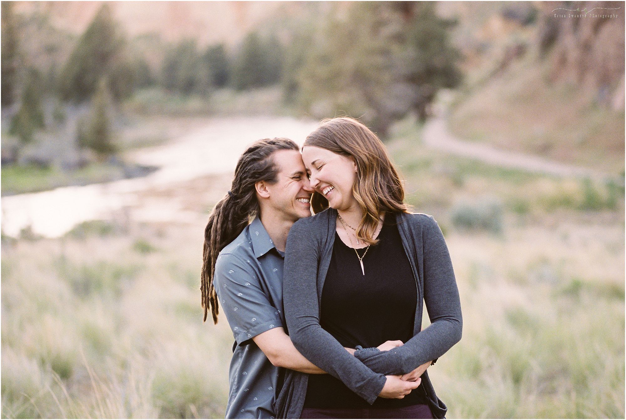 A stunning film photograph from this beautiful Bend, Oregon couple's Smith Rock engagement session. | Erica Swantek Photography