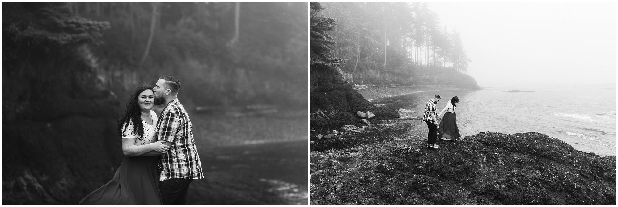 Beautiful moody black and whites from a Washington Coast engagement photo session at Salt Creek Recreation Area in Port Angeles, WA. | Erica Swantek Photography