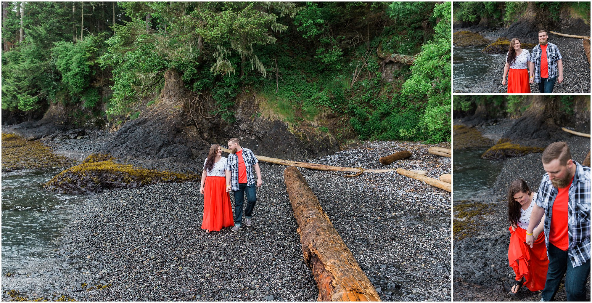 Mossy green and pebble beaches at this WA Coast adventure session at Salt Creek Recreation Area in Port Angeles, WA. | Erica Swantek Photography