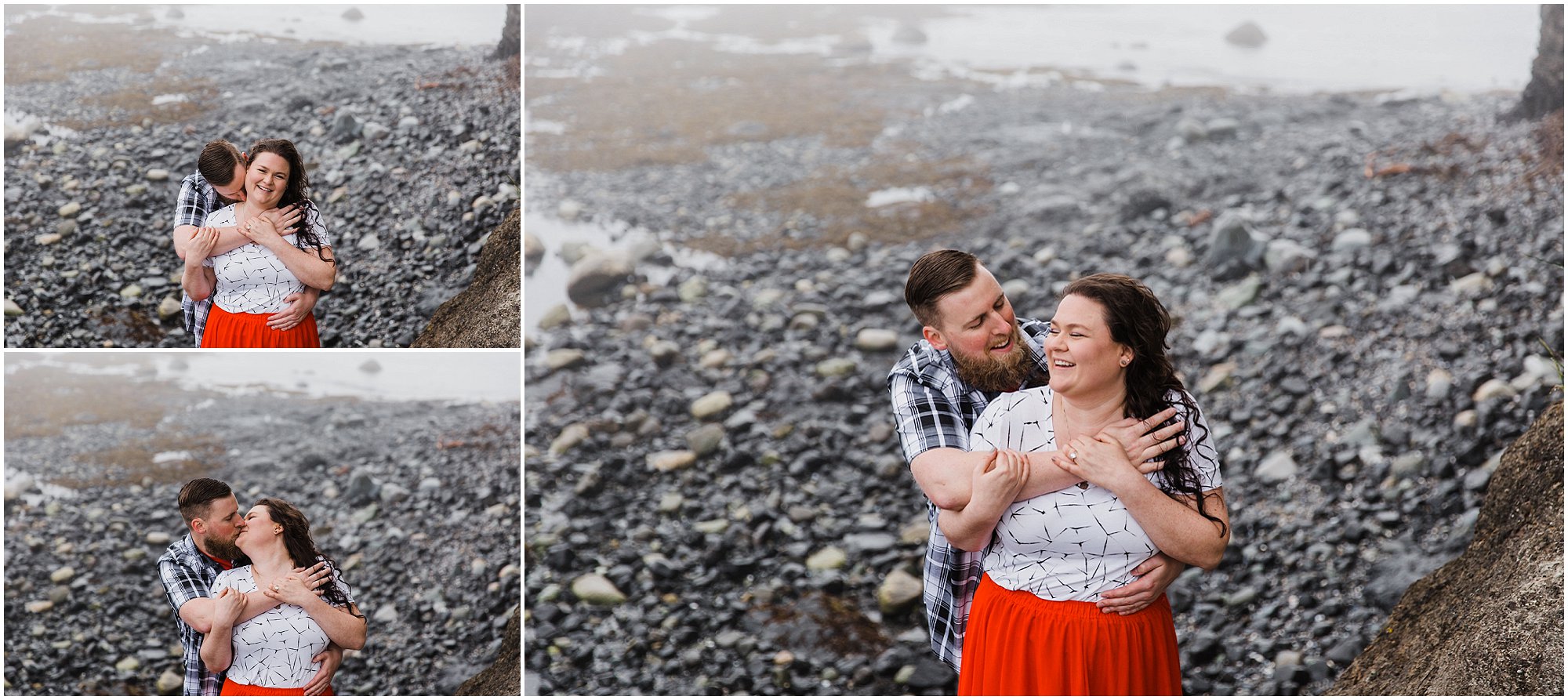 The beautiful rocky Washington coast is the perfect place for your engagement photo session. | Erica Swantek Photography