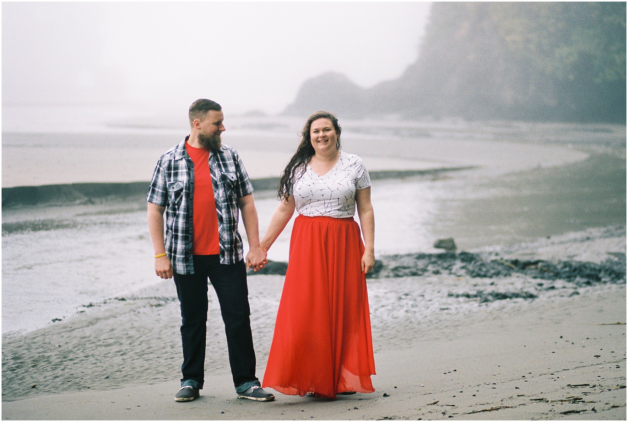 A beautiful 35mm film image from this Washington Coast engagement session at Salt Creek Recreation Area near Port Angeles, WA. | Erica Swantek Photography