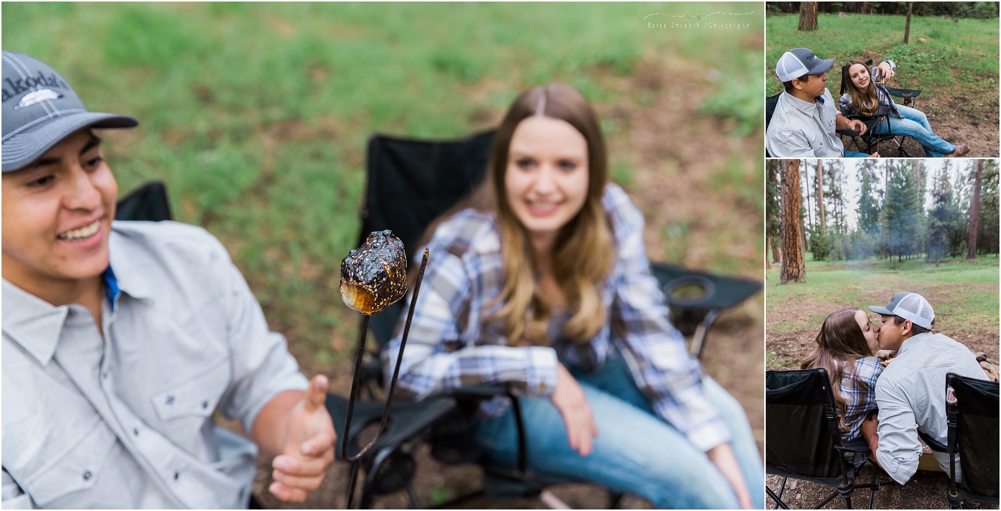 A fun loving couple at a casual outdoor engagement photo session near Prineville, OR. | Erica Swantek Photography