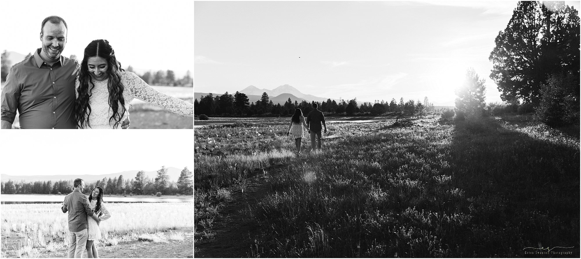 A gorgeous series of black and white images from an engagement photo session near Bend, OR by Bend wedding photographer Erica Swantek Photography. 