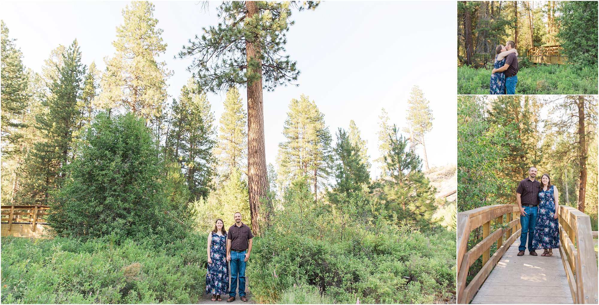 Lovely wooden bridges over Tumalo Creek at Shevlin Park are perfect for engagement photos. | Erica Swantek Photography