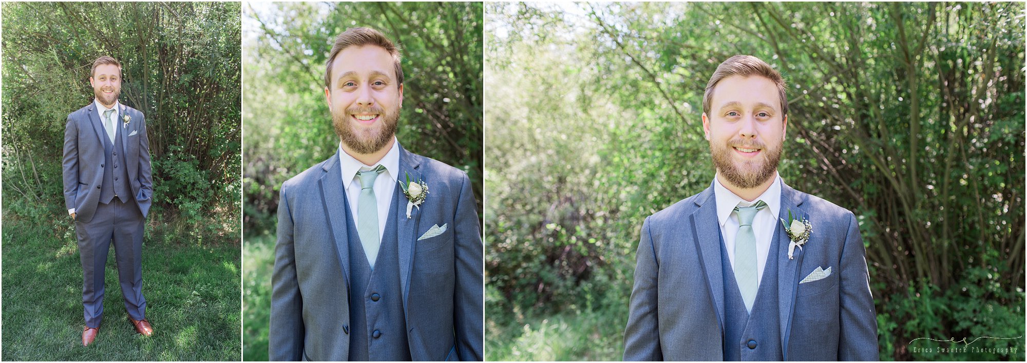 A dapper groom poses for formal portraits at Aspen Hall in Bend, OR. | Erica Swantek Photography