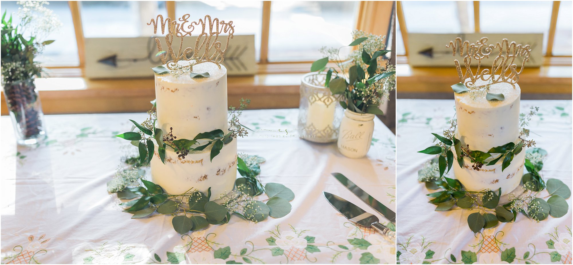 A beautiful Foxtail Bakery cake that really suits the vintage rustic chic Bend wedding theme. | Erica Swantek Photography