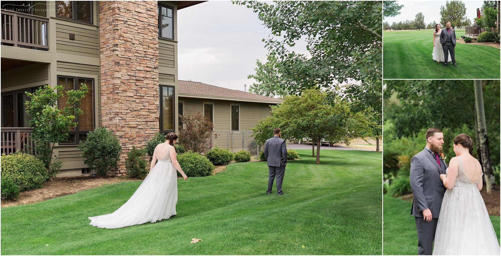 A beautiful first look at a private residence in Bend, OR captured by Bend wedding photographer Erica Swantek Photography. 