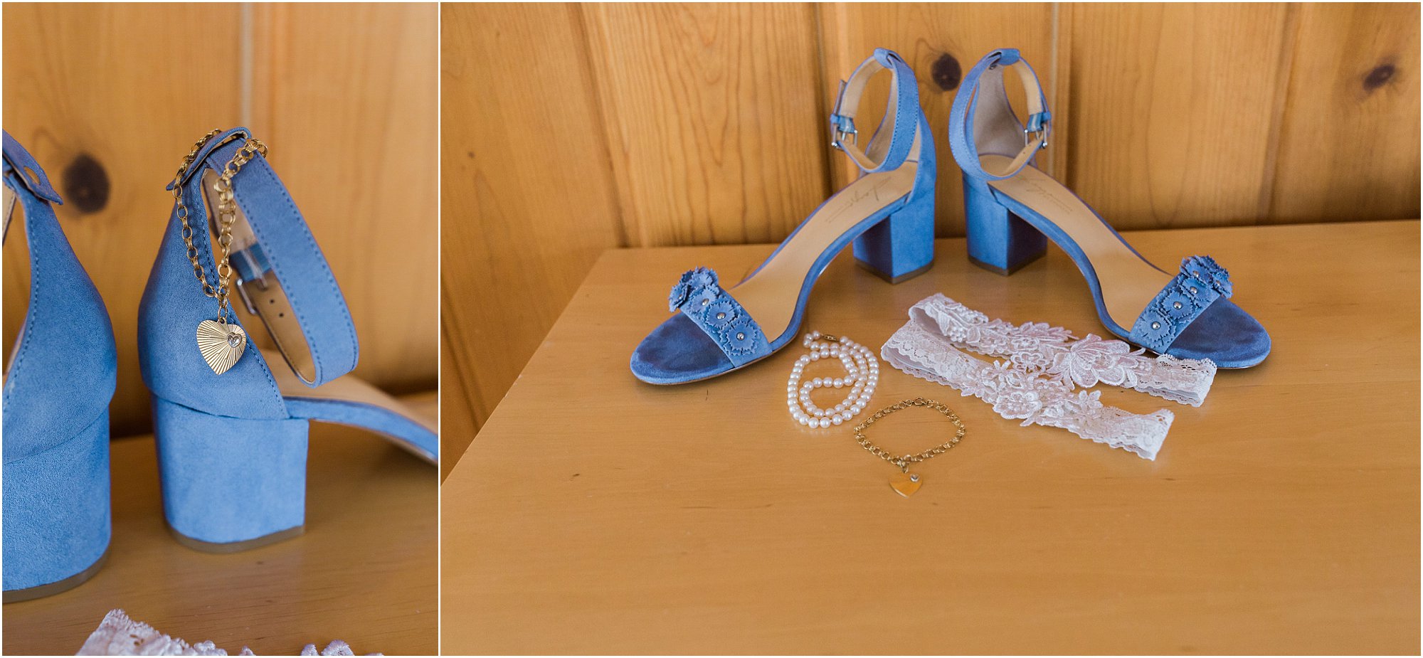 Brides are wearing their something blue on their feet with beautiful blue wedding shoes. | Erica Swantek Photography
