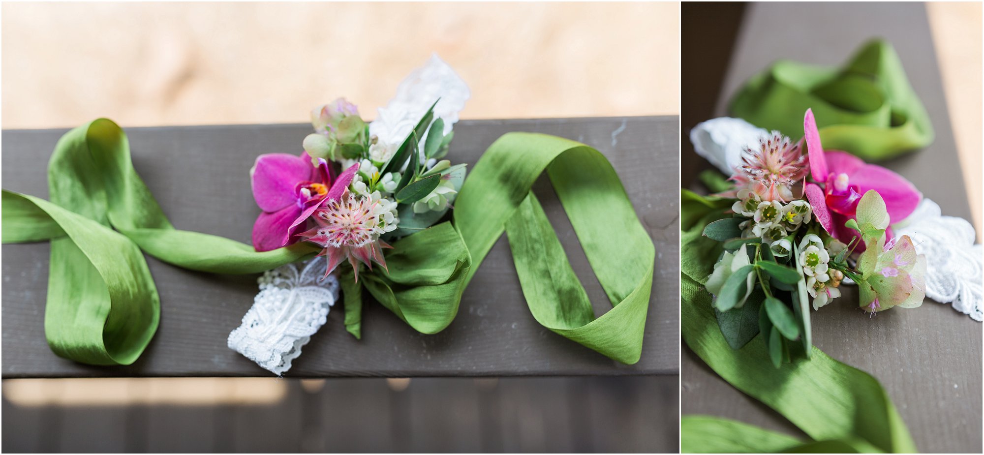 Gorgeous Heirloom Floral corsages for the mothers of the bride and groom at this stunning Rock Springs Ranch wedding photographed by Bend wedding photographer Erica Swantek Photography. 
