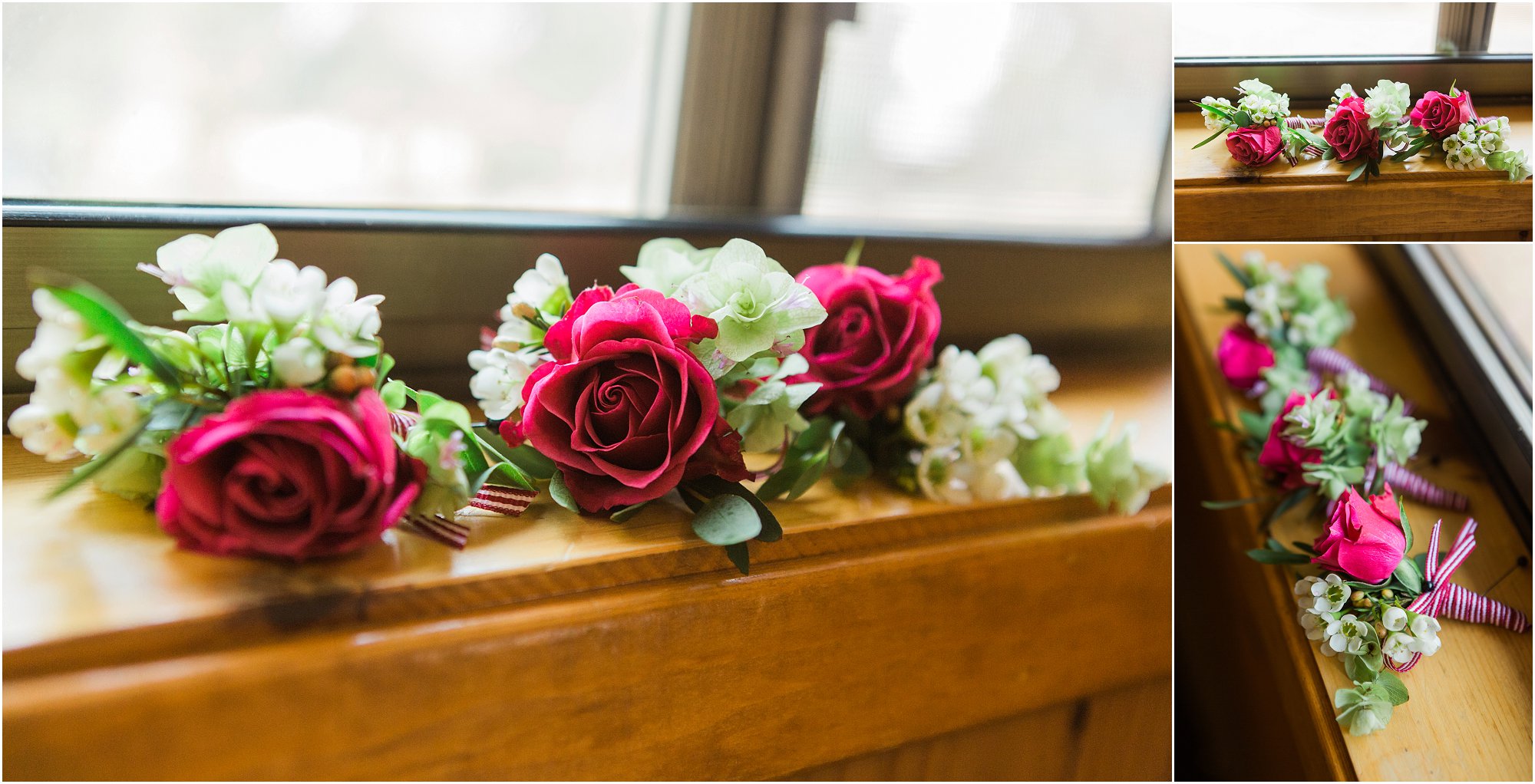Gorgeous red roses for the groomsmen's boutonnieres by Heirloom Floral for this Rock Springs Ranch Wedding in Tumalo, OR. | Erica Swantek Photography
