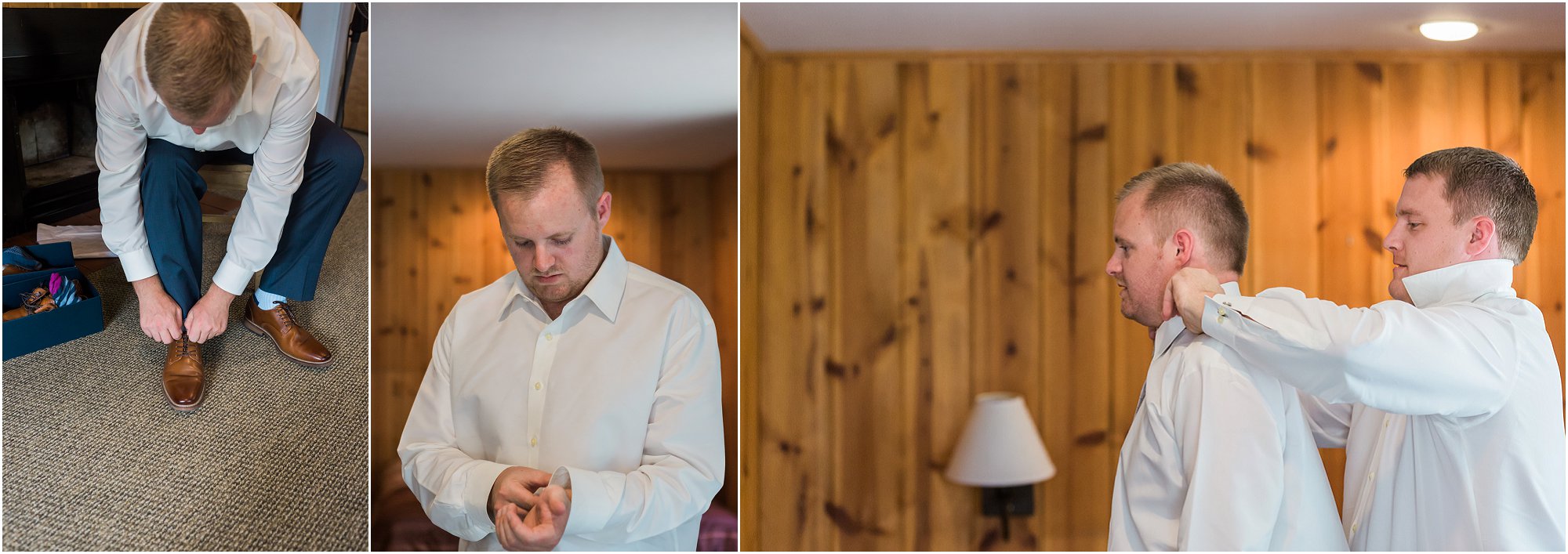 The groom gets ready in his rustic cabin at Rock Springs Ranch near Bend, OR. | Erica Swantek Photography