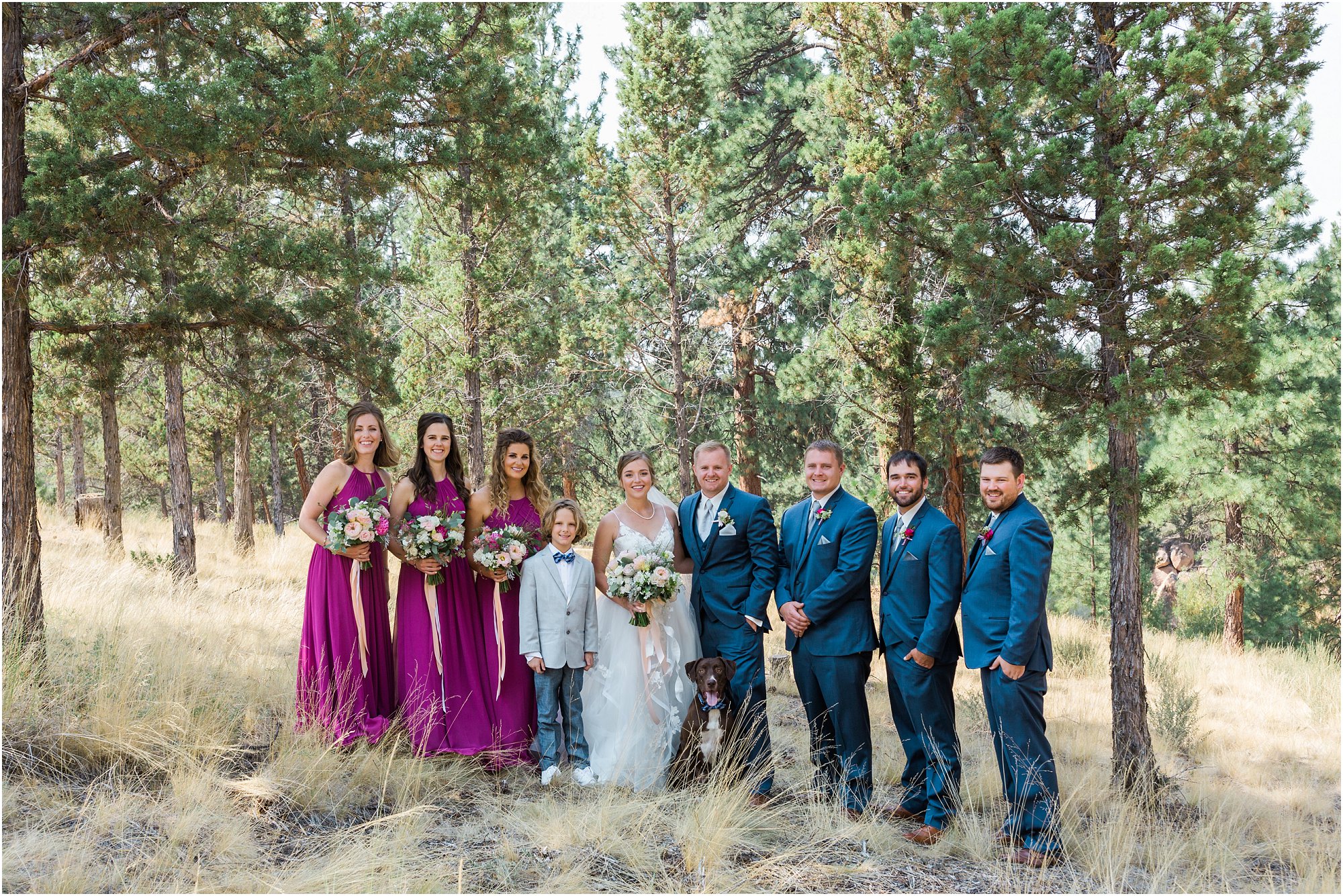 A good looking wedding party at this gorgeous outdoor rustic ranch wedding photographed by Bend wedding photographer Erica Swantek Photography. 