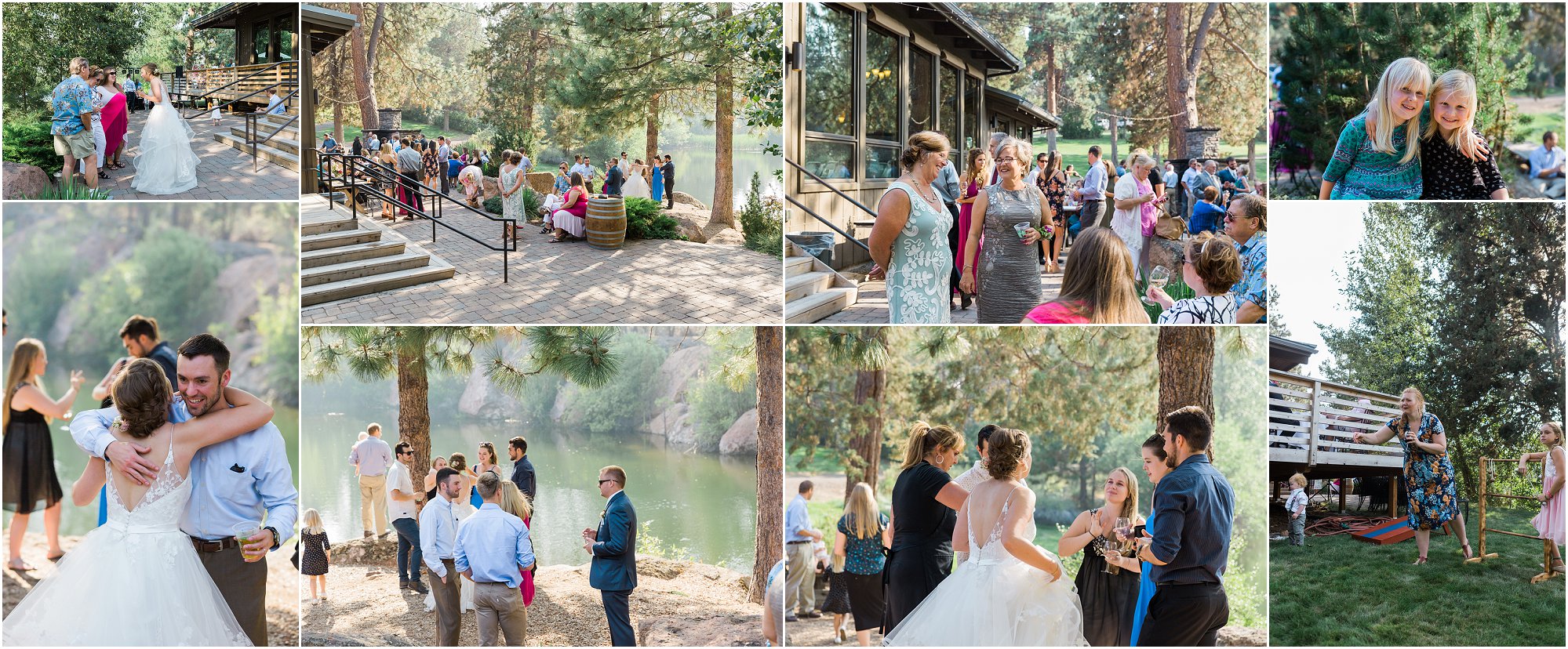 Guests mingle outdoors in the gorgeous summer weather at the Rock Springs Ranch wedding venue in Bend, OR. | Erica Swantek Photography