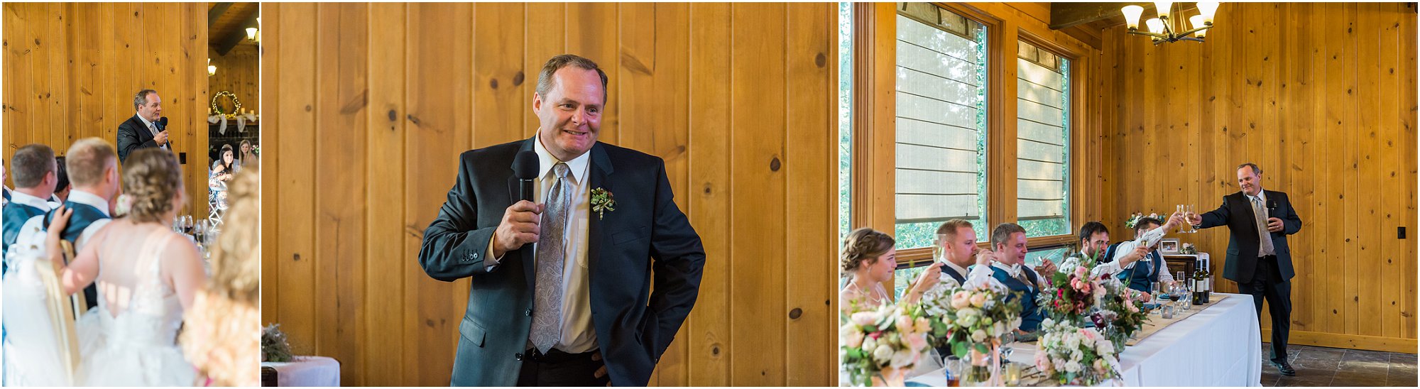 The groom's father says a heartfelt toast during the wedding reception of this rustic Oregon ranch wedding. | Erica Swantek Photography