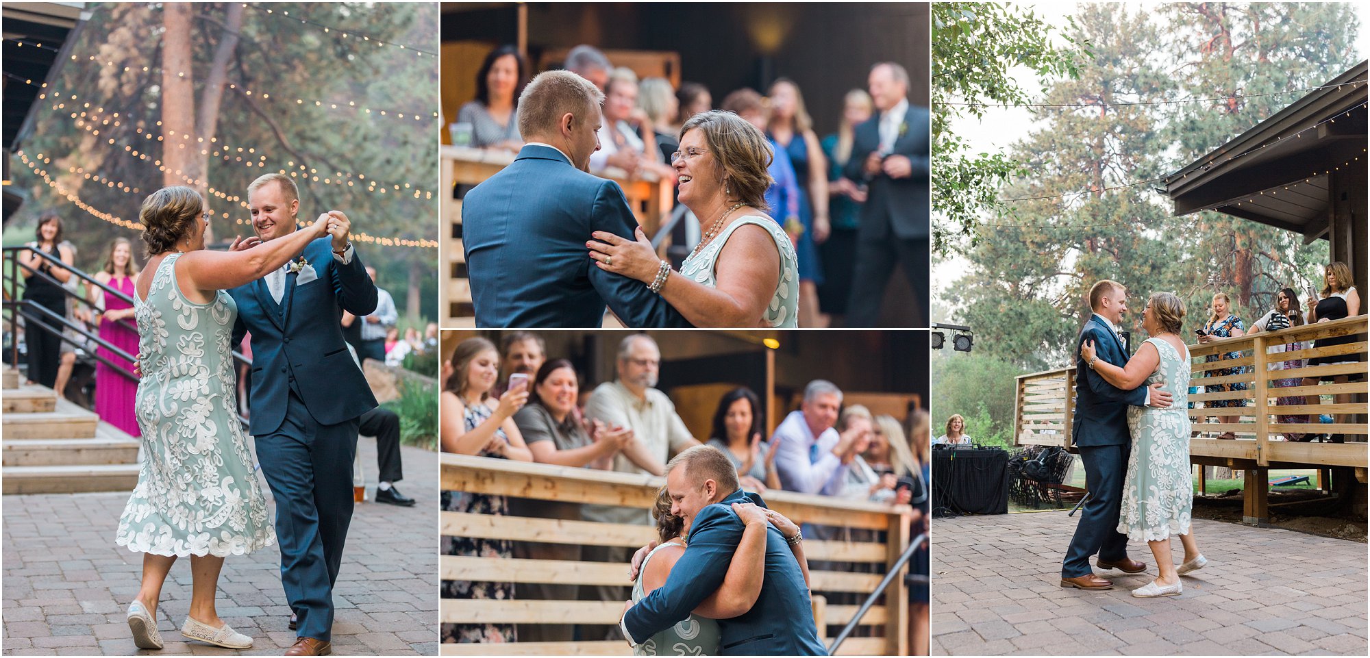 A mother dances with her son on his wedding day at the rustic Rock Springs Ranch in Bend, OR. | Erica Swantek Photography