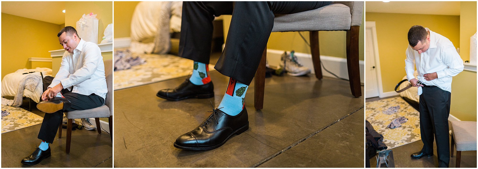 Signature hop socks for this Deschutes Brewery wedding groom! 