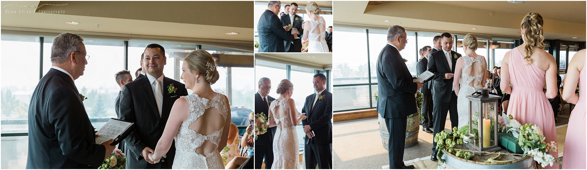Deschutes Brewery Wedding ceremony indoors of the Mountain Room. | Erica Swantek Photography