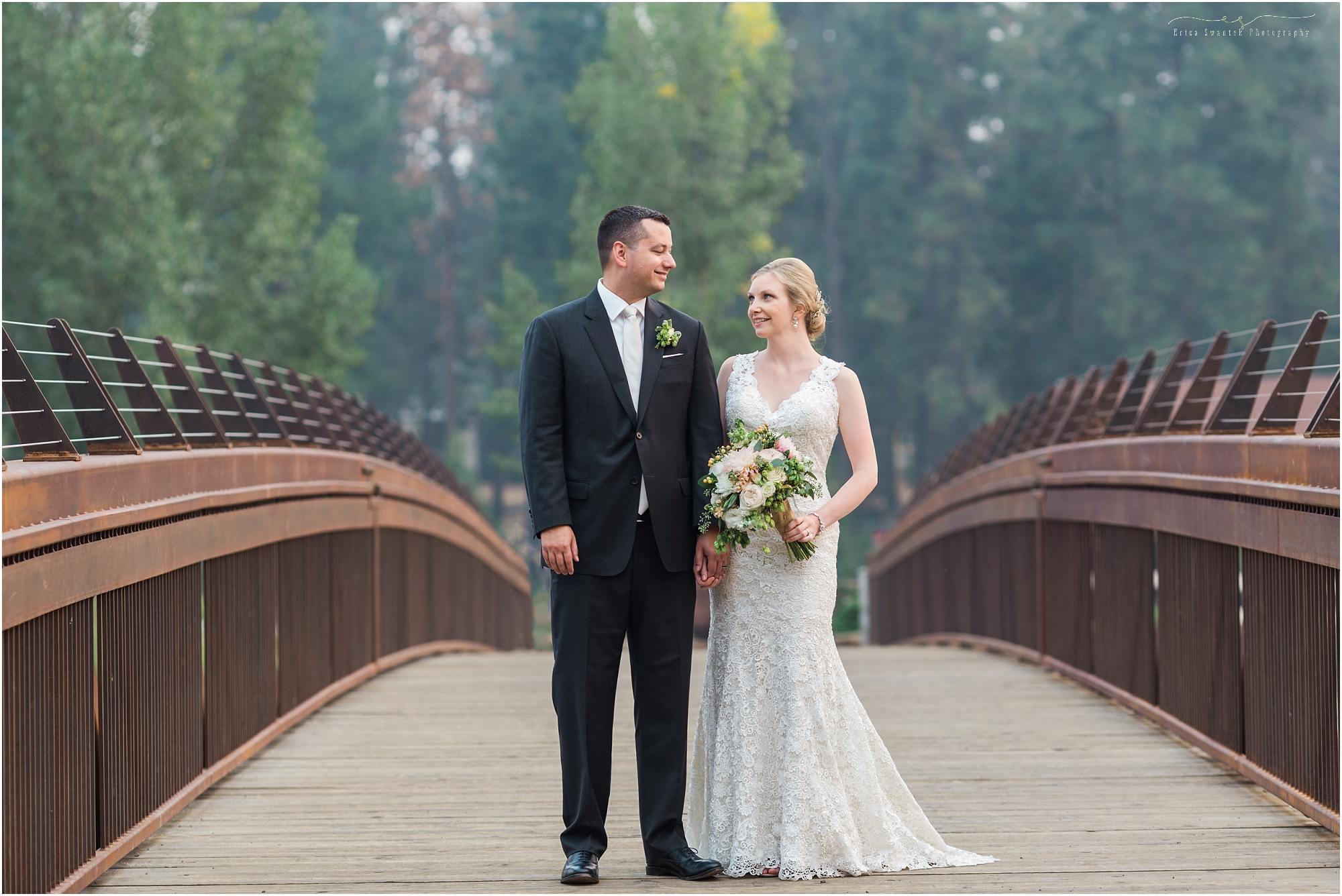Deschutes Brewery Wedding couple's portraits along river trail in Bend, OR. | Erica Swantek Photography