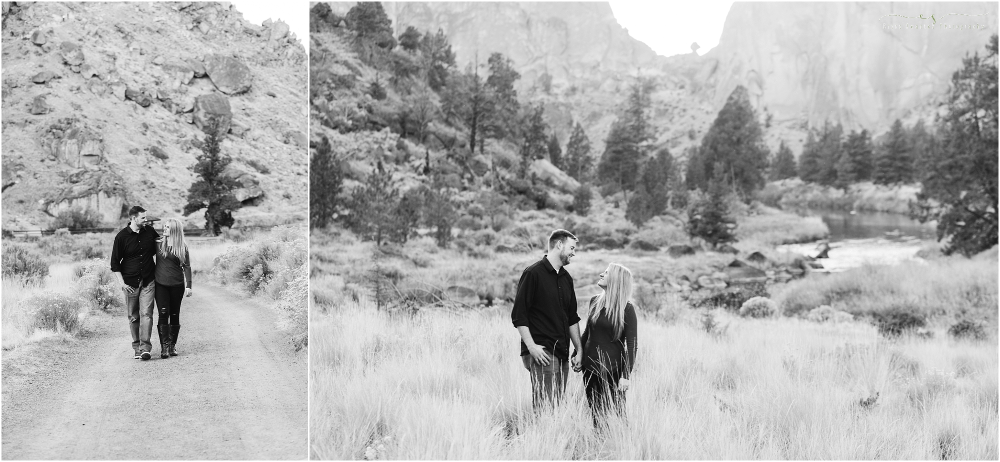 Beautiful black and white engagement photos at Smith Rock State Park in Terrebonne, Oregon. | Erica Swantek Photography