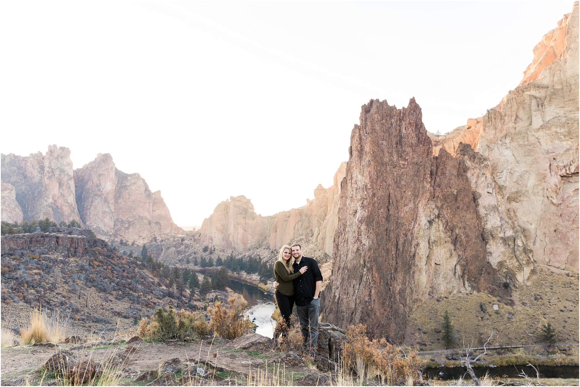 A gorgeous view for engagement photos at Smith Rock State Park in Oregon by Bend wedding photographer Erica Swantek Photography. 