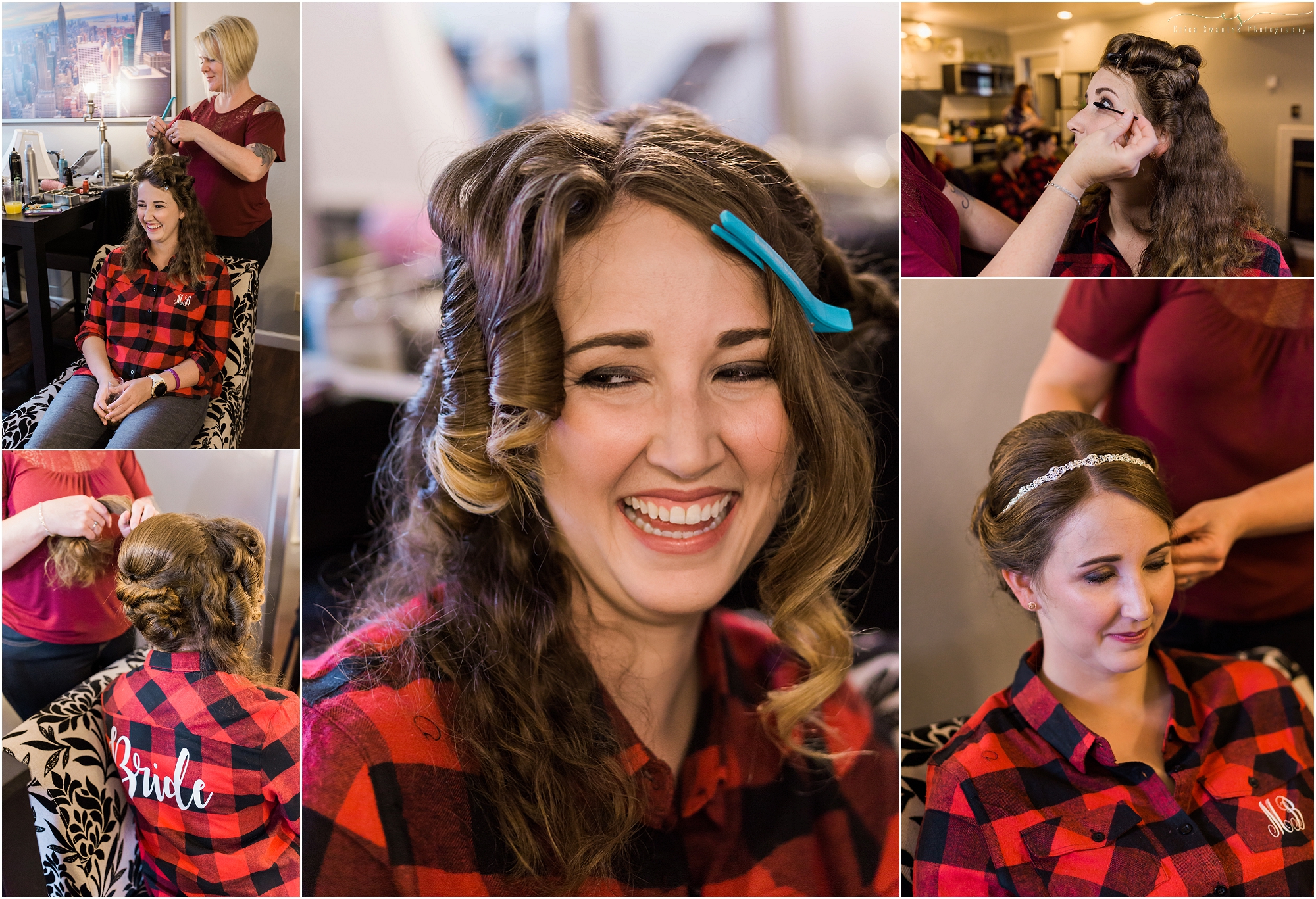 The bride has her hair & makeup done by Angela Runk of Artistry by Angela before her Worthy Brewery Wedding in Bend Oregon. | Erica Swantek Photography