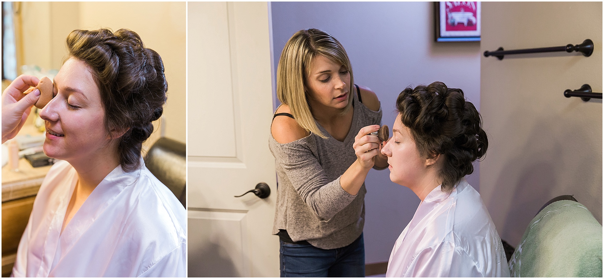 A Bend Oregon bride has her hair and makeup done on her wedding day. | Erica Swantek Photography