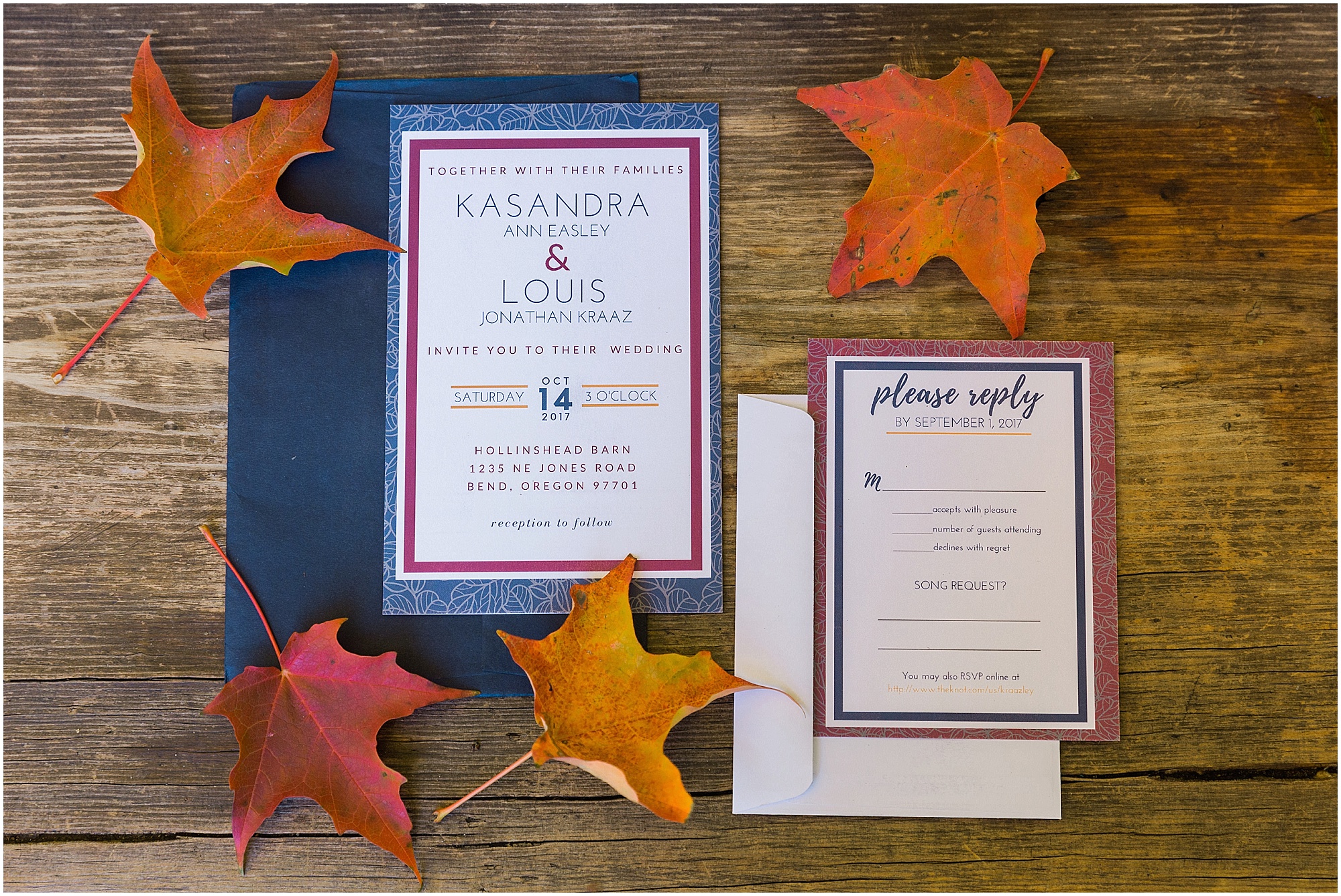 The bride designed her own invitations with the perfect fall colors for her Bend Oregon fall wedding. | Erica Swantek Photography